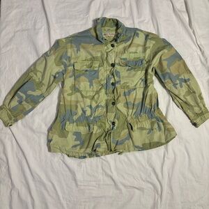 Free People WOMENS Lead The Way Lime Combo Camo Utility Jacket Size M OB971421